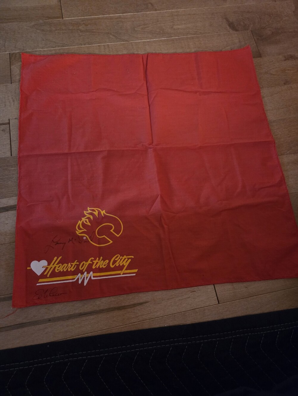 rare, vintage piece of Calgary sports original red Calgary Flames bandana